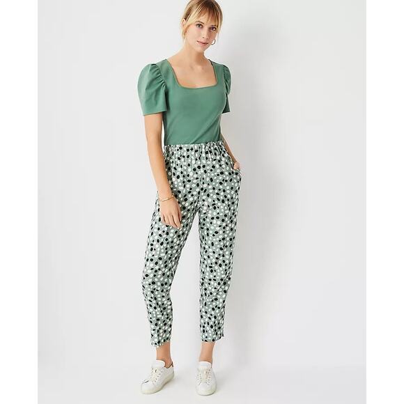 Ann Taylor The Easy Ankle High Rise Tapered Leg Polka Dot Pants Size Medium - Picture 1 of 14